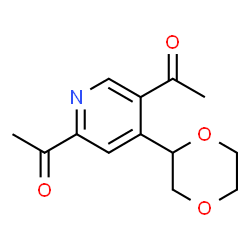 ChemSpider 2D Image | 1,1'-[4-(1,4-Dioxan-2-yl)-2,5-pyridinediyl]diethanone | C13H15NO4
