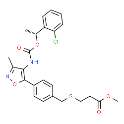 ChemSpider 2D Image | Methyl 3-({4-[4-({[(1R)-1-(2-chlorophenyl)ethoxy]carbonyl}amino)-3-methyl-1,2-oxazol-5-yl]benzyl}sulfanyl)propanoate | C24H25ClN2O5S