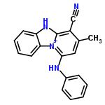 InChI=1/C19H14N4/c1-13-11-18(21-14-7-3-2-4-8-14)23-17-10-6-5-9-16(17)22-19(23)15(13)12-20/h2-11H,1H3,(H,21,22)/p+1