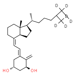 ChemSpider 2D Image | (1S,3R,5E,7Z)-(26,26,26,27,27,27-~2~H_6_)-9,10-Secocholesta-5,7,10-triene-1,3-diol | C27H38D6O2