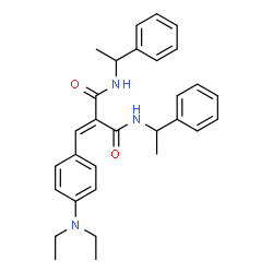 ChemSpider 2D Image | 2-[4-(Diethylamino)benzylidene]-N,N'-bis(1-phenylethyl)malonamide | C30H35N3O2