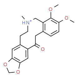 ChemSpider 2D Image | 3,4-Dimethoxy-6-methyl-14-oxo-5,6,7,8,14,15-hexahydrobenzo[c][1,3]benzodioxolo[5,6-g]azecin-6-ium | C21H24NO5