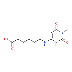 ChemSpider 2D Image | 6-[(1-Methyl-2,6-dioxo-1,2,3,6-tetrahydro-4-pyrimidinyl)amino]hexanoic acid | C11H17N3O4