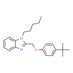 ChemSpider 2D Image | 2-{[4-(2-Methyl-2-propanyl)phenoxy]methyl}-1-pentyl-1H-benzimidazole | C23H30N2O