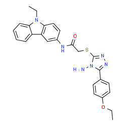 ChemSpider 2D Image | 2-{[4-Amino-5-(4-ethoxyphenyl)-4H-1,2,4-triazol-3-yl]sulfanyl}-N-(9-ethyl-9H-carbazol-3-yl)acetamide | C26H26N6O2S