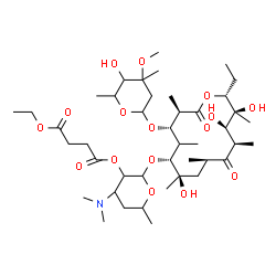 ChemSpider 2D Image | 4-(Dimethylamino)-2-({(3R,4S,6R,7R,9R,11R,12R,13S,14R)-14-ethyl-7,12,13-trihydroxy-4-[(5-hydroxy-4-methoxy-4,6-dimethyltetrahydro-2H-pyran-2-yl)oxy]-3,5,7,9,11,13-hexamethyl-2,10-dioxooxacyclotetradec
an-6-yl}oxy)-6-methyltetrahydro-2H-pyran-3-yl ethyl succinate | C43H75NO16