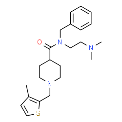 ChemSpider 2D Image | N-Benzyl-N-[2-(dimethylamino)ethyl]-1-[(3-methyl-2-thienyl)methyl]-4-piperidinecarboxamide | C23H33N3OS