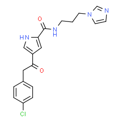 ChemSpider 2D Image | 4-[(4-Chlorophenyl)acetyl]-N-[3-(1H-imidazol-1-yl)propyl]-1H-pyrrole-2-carboxamide | C19H19ClN4O2
