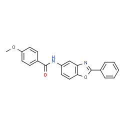 ChemSpider 2D Image | 4-Methoxy-N-(2-phenyl-1,3-benzoxazol-5-yl)benzamide | C21H16N2O3