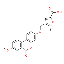 ChemSpider 2D Image | 4-{[(8-Methoxy-6-oxo-6H-benzo[c]chromen-3-yl)oxy]methyl}-5-methyl-2-furoic acid | C21H16O7