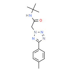 ChemSpider 2D Image | 2-[5-(4-Methylphenyl)-2H-tetrazol-2-yl]-N-(2-methyl-2-propanyl)acetamide | C14H19N5O
