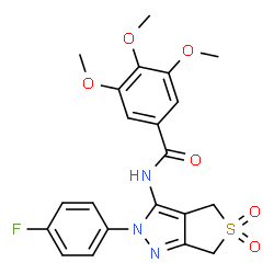 ChemSpider 2D Image | N-[2-(4-Fluorophenyl)-5,5-dioxido-2,6-dihydro-4H-thieno[3,4-c]pyrazol-3-yl]-3,4,5-trimethoxybenzamide | C21H20FN3O6S