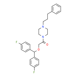 ChemSpider 2D Image | 2-[Bis(4-fluorophenyl)methoxy]-1-[4-(3-phenylpropyl)-1-piperazinyl]ethanone | C28H30F2N2O2