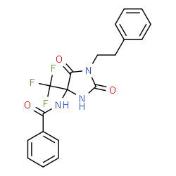 ChemSpider 2D Image | N-[2,5-Dioxo-1-(2-phenylethyl)-4-(trifluoromethyl)-4-imidazolidinyl]benzamide | C19H16F3N3O3