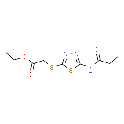 ChemSpider 2D Image | Ethyl {[5-(propionylamino)-1,3,4-thiadiazol-2-yl]sulfanyl}acetate | C9H13N3O3S2