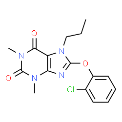 ChemSpider 2D Image | 8-(2-Chlorophenoxy)-1,3-dimethyl-7-propyl-3,7-dihydro-1H-purine-2,6-dione | C16H17ClN4O3