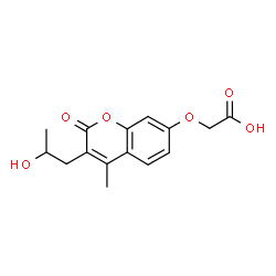 ChemSpider 2D Image | {[3-(2-Hydroxypropyl)-4-methyl-2-oxo-2H-chromen-7-yl]oxy}acetic acid | C15H16O6