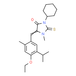 ChemSpider 2D Image | 3-Cyclohexyl-5-(4-ethoxy-5-isopropyl-2-methylbenzylidene)-1-methyl-2-thioxo-4-imidazolidinone | C23H32N2O2S