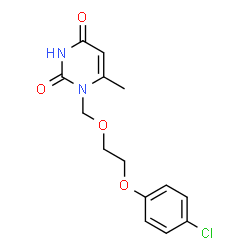ChemSpider 2D Image | 1-{[2-(4-Chlorophenoxy)ethoxy]methyl}-6-methyl-2,4(1H,3H)-pyrimidinedione | C14H15ClN2O4