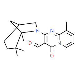 ChemSpider 2D Image | 9-Methyl-4-oxo-2-(4,4,5-trimethyl-6-azabicyclo[3.2.1]oct-6-yl)-4H-pyrido[1,2-a]pyrimidine-3-carbaldehyde | C20H25N3O2