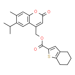 ChemSpider 2D Image | (6-Isopropyl-7-methyl-2-oxo-2H-chromen-4-yl)methyl 4,5,6,7-tetrahydro-1-benzothiophene-2-carboxylate | C23H24O4S