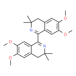ChemSpider 2D Image | 6,6',7,7'-Tetramethoxy-3,3,3',3'-tetramethyl-3,3',4,4'-tetrahydro-1,1'-biisoquinoline | C26H32N2O4