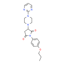 ChemSpider 2D Image | 1-(4-Propoxyphenyl)-3-[4-(2-pyrimidinyl)-1-piperazinyl]-2,5-pyrrolidinedione | C21H25N5O3