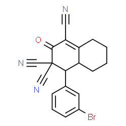 ChemSpider 2D Image | 4-(3-Bromophenyl)-2-oxo-4,4a,5,6,7,8-hexahydro-1,3,3(2H)-naphthalenetricarbonitrile | C19H14BrN3O