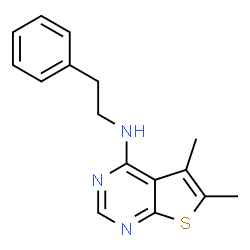 ChemSpider 2D Image | 5,6-Dimethyl-N-(2-phenylethyl)thieno[2,3-d]pyrimidin-4-amine | C16H17N3S