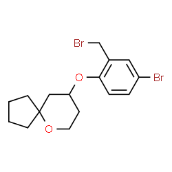 ChemSpider 2D Image | 9-[4-Bromo-2-(bromomethyl)phenoxy]-6-oxaspiro[4.5]decane | C16H20Br2O2