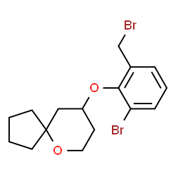 ChemSpider 2D Image | 9-[2-Bromo-6-(bromomethyl)phenoxy]-6-oxaspiro[4.5]decane | C16H20Br2O2