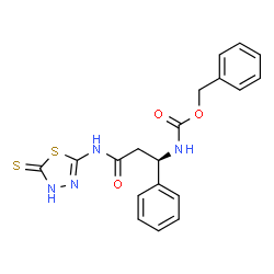 ChemSpider 2D Image | [2-(5-MERCAPTO-[1,3,4]THIADIAZOL-2-YLCARBAMOYL)-1-PHENYL-ETHYL]-CARBAMIC ACID BENZYL ESTER | C19H18N4O3S2