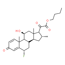 ChemSpider 2D Image | Butyl (6alpha,8xi,9xi,10xi,11beta,13xi,16alpha,17xi)-6-fluoro-11-hydroxy-16-methyl-3,20-dioxopregna-1,4-dien-21-oate | C26H35FO5