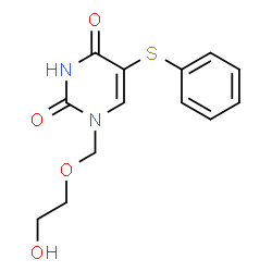 ChemSpider 2D Image | 1-((2-HYDROXYETHOXY)METHYL)-5-(PHENYLTHIO)PYRIMIDINE-2,4(1H,3H)-DIONE | C13H14N2O4S