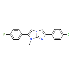 ChemSpider 2D Image | 6-(4-Chlorophenyl)-2-(4-fluorophenyl)-1-methyl-1H-imidazo[1,2-a]imidazole | C18H13ClFN3