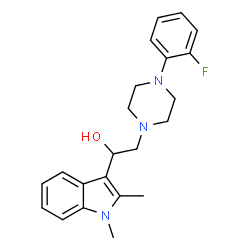 ChemSpider 2D Image | 1-(1,2-Dimethyl-1H-indol-3-yl)-2-[4-(2-fluorophenyl)-1-piperazinyl]ethanol | C22H26FN3O