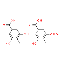 ChemSpider 2D Image | 3,5-Dihydroxy-4-methylbenzoic acid hydrate (2:1) | C16H18O9