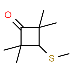 ChemSpider 2D Image | 2,2,4,4-Tetramethyl-3-(methylsulfanyl)cyclobutanone | C9H16OS