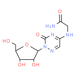 ChemSpider 2D Image | N~2~-(3-Oxo-2-pentofuranosyl-2,3-dihydro-1,2,4-triazin-5-yl)glycinamide | C10H15N5O6