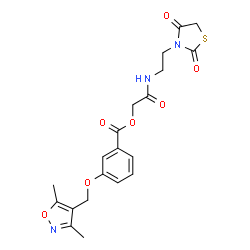 ChemSpider 2D Image | 2-{[2-(2,4-Dioxo-1,3-thiazolidin-3-yl)ethyl]amino}-2-oxoethyl 3-[(3,5-dimethyl-1,2-oxazol-4-yl)methoxy]benzoate | C20H21N3O7S