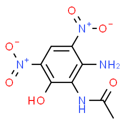 ChemSpider 2D Image | N-(2-Amino-6-hydroxy-3,5-dinitrophenyl)acetamide | C8H8N4O6