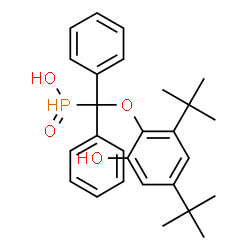 ChemSpider 2D Image | {[2-Hydroxy-4,6-bis(2-methyl-2-propanyl)phenoxy](diphenyl)methyl}phosphinic acid | C27H33O4P