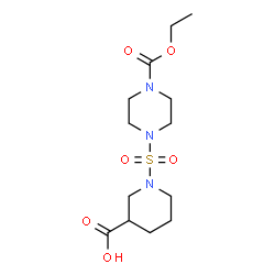 ChemSpider 2D Image | 1-{[4-(Ethoxycarbonyl)-1-piperazinyl]sulfonyl}-3-piperidinecarboxylic acid | C13H23N3O6S