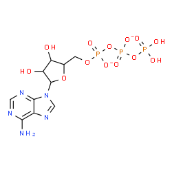 ChemSpider 2D Image | 9-[5-O-({[(Phosphonooxy)phosphinato]oxy}phosphinato)pentofuranosyl]-9H-purin-6-amine | C10H14N5O13P3