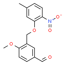 ChemSpider 2D Image | 4-METHOXY-3-(5-METHYL-2-NITROPHENOXYMETHYL)BENZALDEHYDE | C16H15NO5