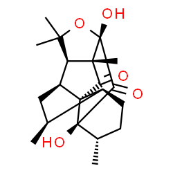 ChemSpider 2D Image | (1S,2S,4S,5S,8S,9S,11S,14R,15S)-9,11-Dihydroxy-4,8,13,13,15-pentamethyl-12-oxapentacyclo[7.7.0.0~1,5~.0~2,14~.0~11,15~]hexadecane-10,16-dione | C20H28O5