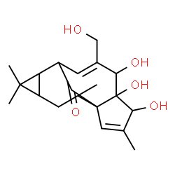 ChemSpider 2D Image | 4,5,6-Trihydroxy-7-(hydroxymethyl)-3,11,11,14-tetramethyltetracyclo[7.5.1.0~1,5~.0~10,12~]pentadeca-2,7-dien-15-one | C20H28O5