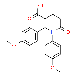 ChemSpider 2D Image | 1,2-Bis(4-methoxyphenyl)-6-oxo-3-piperidinecarboxylic acid | C20H21NO5