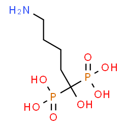 ChemSpider 2D Image | (5-Amino-1-hydroxy-1,1-pentanediyl)bis(phosphonic acid) | C5H15NO7P2