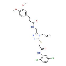ChemSpider 2D Image | N-{[4-Allyl-5-({2-[(2,5-dichlorophenyl)amino]-2-oxoethyl}sulfanyl)-4H-1,2,4-triazol-3-yl]methyl}-3-(3,4-dimethoxyphenyl)acrylamide | C25H25Cl2N5O4S